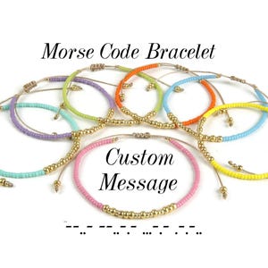 Custom Secret Message Adjustable Bracelet, Summer Colors Bracelet In Morse code, Personalized Friendship Bracelet, Gift For Women and Men