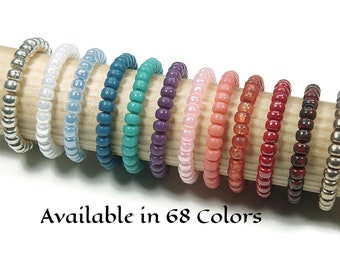Stretch Beaded Ring, Elastic Stack Beaded Ring, Miyuki Beaded Glass Ring, Beaded Stretch Ring, Stretch Ring in 68 Colors