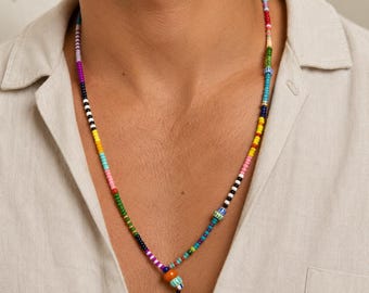 Kleurrijke kralenketting voor heren