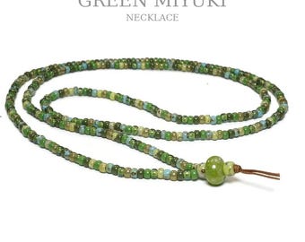 Green Miyuki Necklace for Men – Beaded Surfer Necklace – 3mm Miyuki Beads