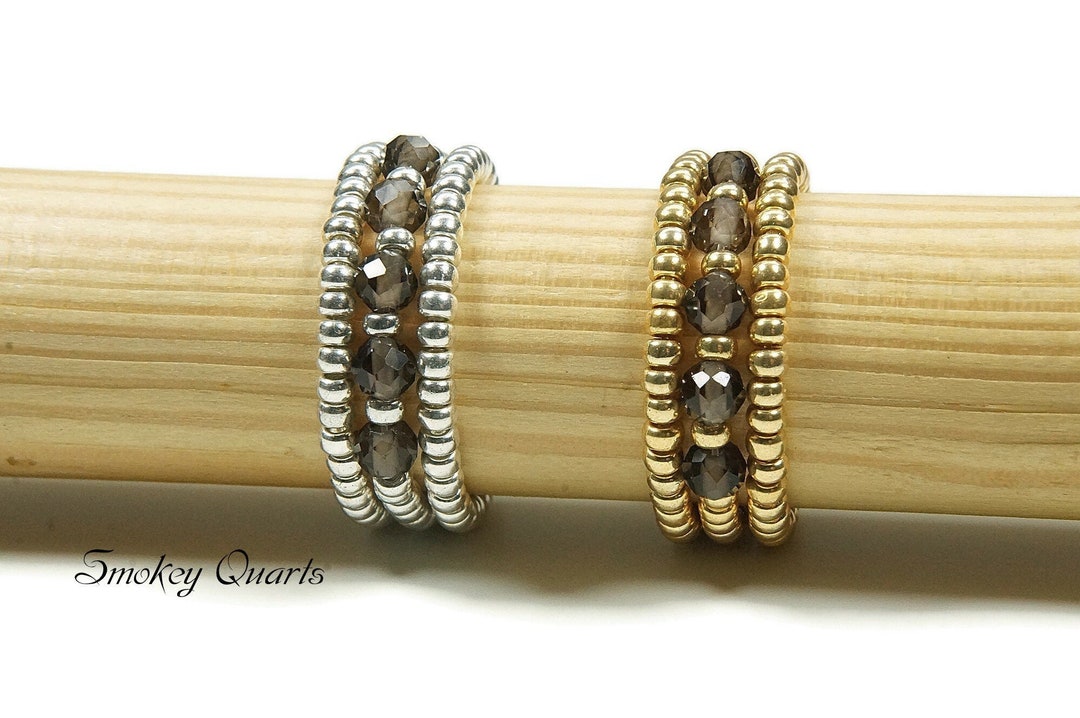 Lot 10 Bagues Extensibles Strass Or & Argent - 1 à 5 Rangées - Taille Ajustable, Brillant - Cadeau Femme Tendance