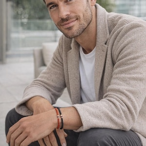 Mens Ruby 3mm Bracelet, Matte Miyuki Bead Stretch Bracelet, Gift for Men