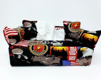 Marines Custom Tissue Box Cover | Gifts for Marine Families | Semper Fi | Oorah | Handmade Gifts for Marines | Gifts for Jarheads | Tissues