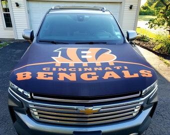 Cincinnati Bengals Auto Hood Cover | Sports Flags | NFL Auto Hood Covers | Tailgating | Hood Flags | Gifts for Bengals Fans | Gifts for him