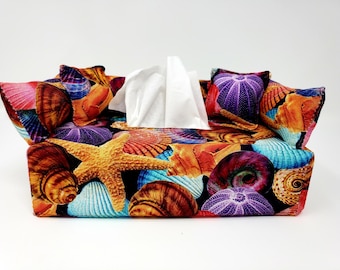 Housse pour boîte à mouchoirs en coquillage | Maison de plage | Plages | Fait main | Uniques | cadeaux pour les amoureux de la plage | Cadeaux pour elle | Couvercle de boîte Kleenex | Jolie