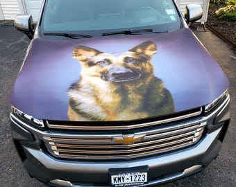 German Shepard Auto Hood Cover | Gifts for German Shepard Lovers | K-9 Dogs | Auto Hood Cover | Hood Flags | Gifts for Him | Gifts for Her