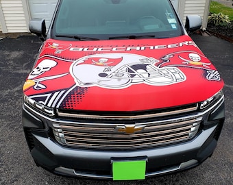 Tampa Bay Buccaneers Auto Hood Cover | Hood Flags | Sports Flags | Tailgating | Gifts for Bucs Fans | Tampa Bay Buccaneers | Custom | Unique
