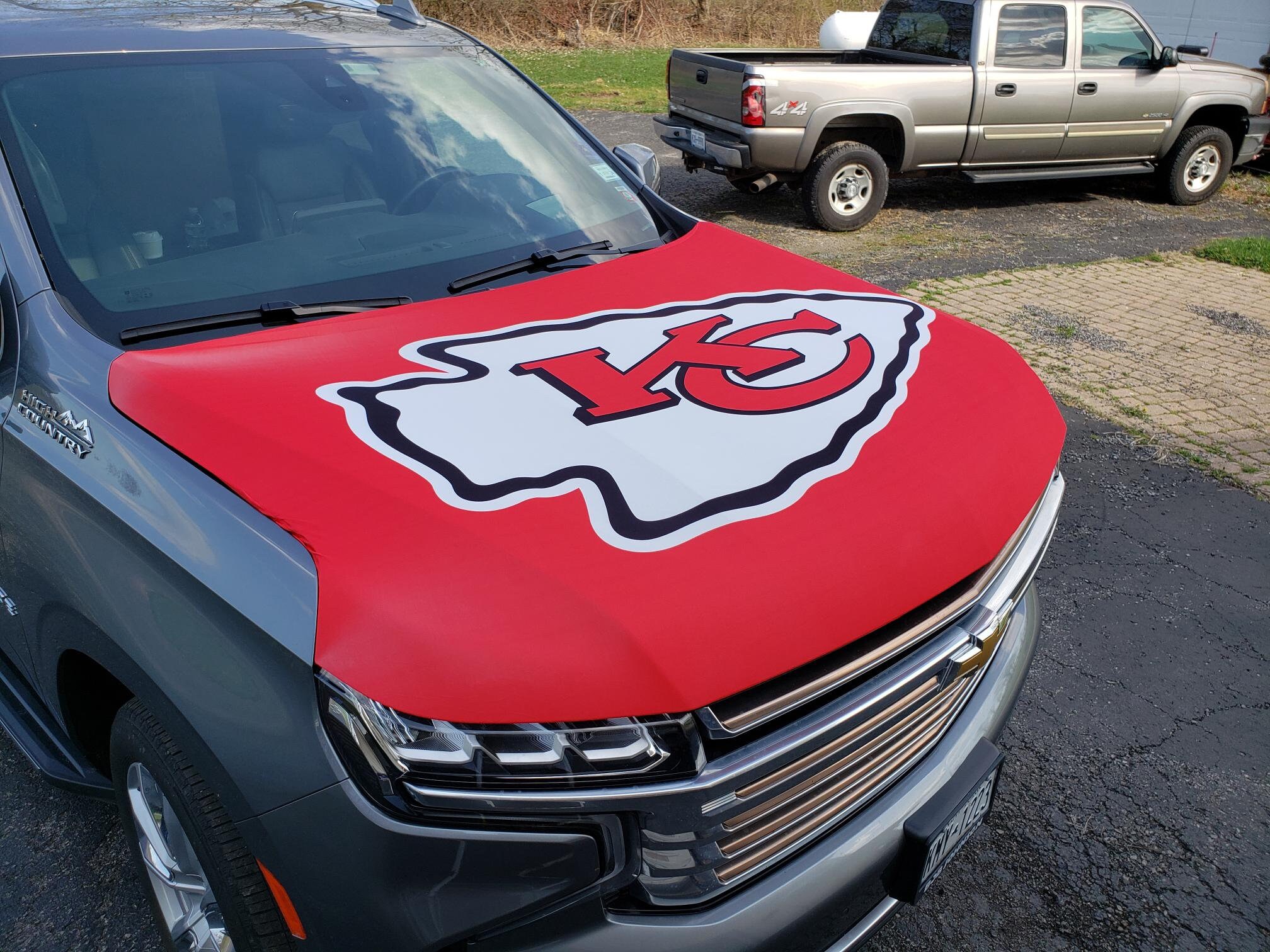 Kansas City Chiefs Custom Car Hood Cover Sports Flags Auto Etsy
