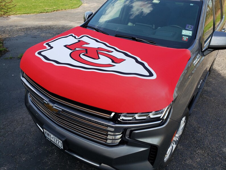 Kansas City Chiefs Custom Car Hood Cover Sports Flags Auto Etsy