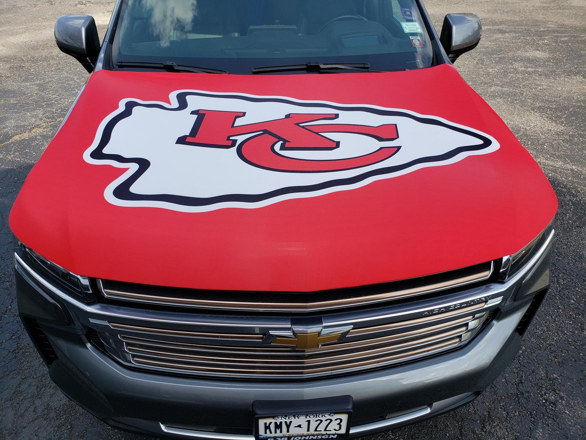 Kansas City Chiefs Custom Car Hood Cover Sports Flags Auto Etsy