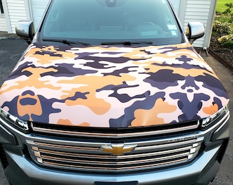 Military Camo Auto Hood Cover | Fatigues | Gifts for Military Families | Hood Flags | Battledress | Concealment technology | Custom | Unique
