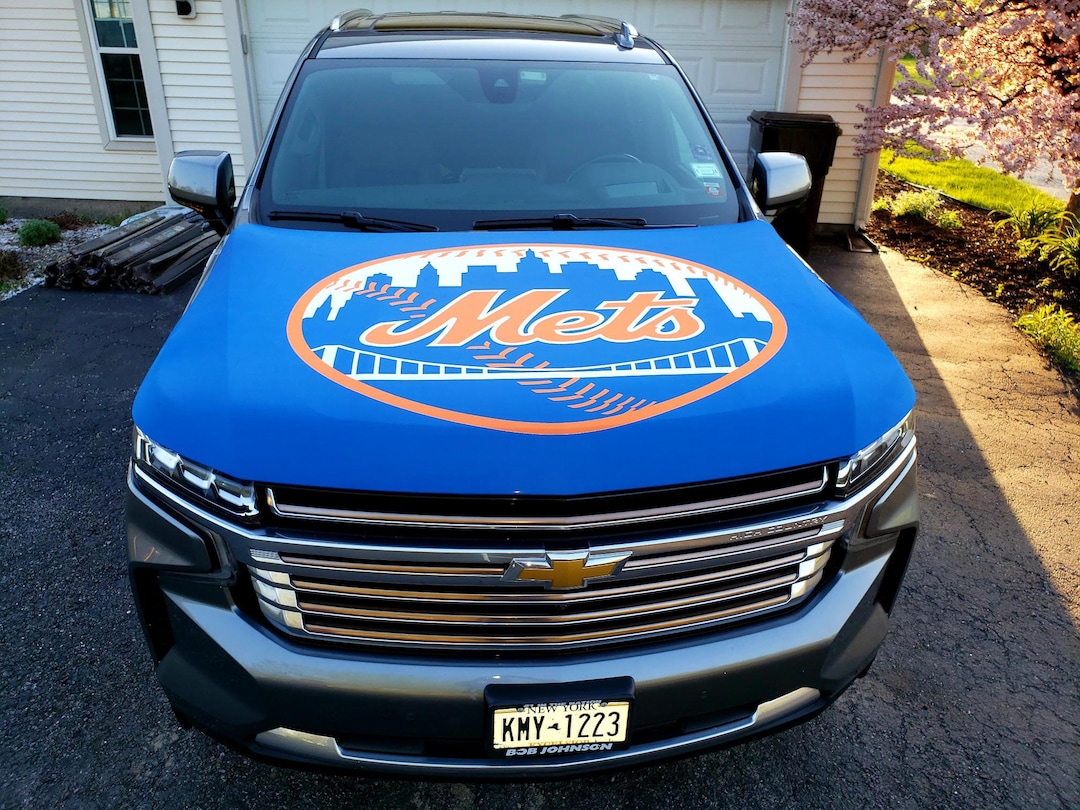 New York Mets Custom Auto Hood Cover Sports Flags Custom Hood Covers