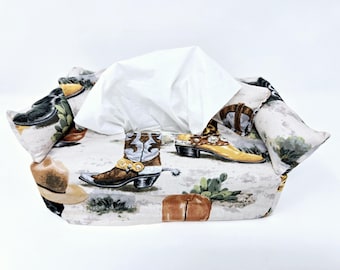 Cowboy Boots Custom Tissue Box Cover | Tissue Box Cover | Cowboy Boots | Horses | Gifts for Him | Gifts for Her | Unique | One of a kind |