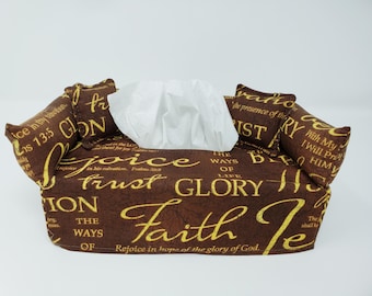 Housse de boîte à mouchoirs en tissu « Foi » | Décoration religieuse pour la maison | Housses de boîtes à mouchoirs | Cadeaux religieux faits main | Cadeaux pour elle | Cadeaux pour maman | Unique