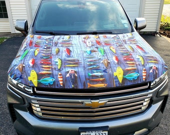 Fishing Lures Auto Hood Cover | Auto Hood Covers | Hood Flags | Gift for Fisherman | Fishing Lures | Gifts for Dad | Gifts for him | Unique