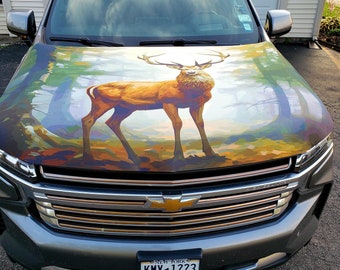 Deer Hunting Auto Hood Cover | Hood Flags | Sportsmen | Hunting | Deer Season | Gifts for Dad | Gifts for him | Antlers | Hunting Season