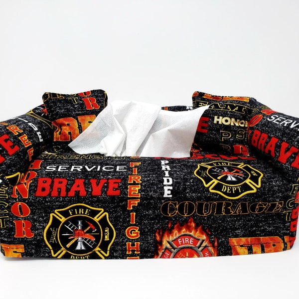 Fire Fighter Custom Tissue Box Cover | Tissue Box Cover | Gifts for first Responders | Gifts for Fire Fighters | Custom | Unique |