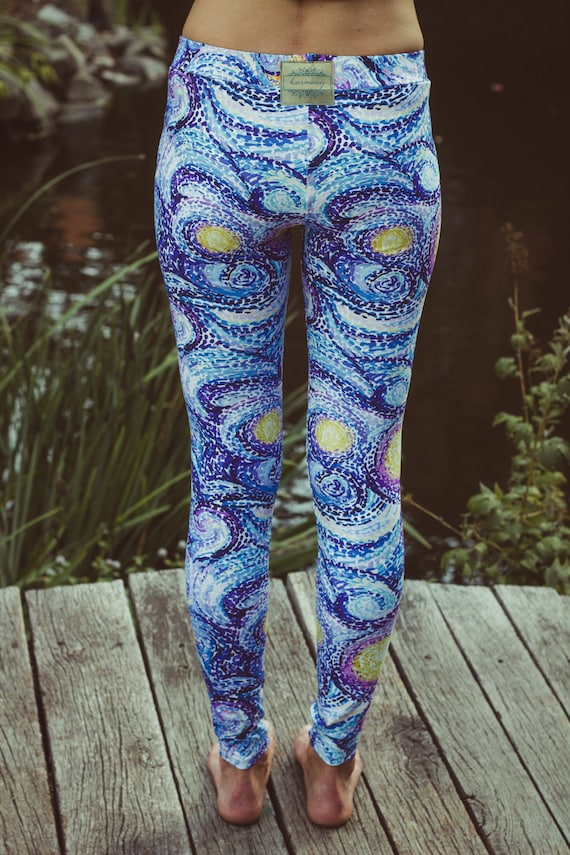 Van Gogh Pattern Leggings, Cotton Leggings, Leggings, Yoga Pants