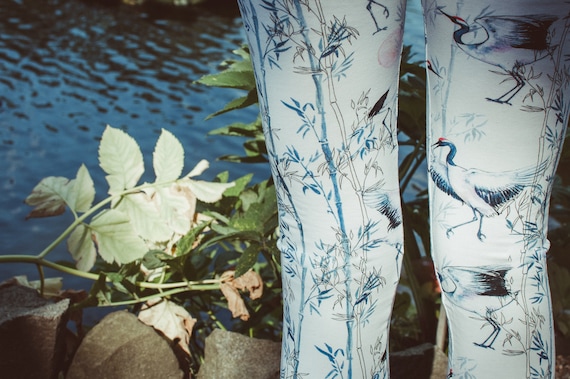 Crane Leggings, Leggings, Yoga Pants, Yoga Clothes, Women's Pants, Active wear, Yoga Clothing, Leggings Woman, Yoga Leggings, Cotton Pants