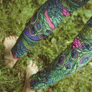 Peacock Leggings, Leggings, Yoga Pants, Yoga Clothes, Women's Pants, Active wear, Yoga Clothing, Leggings Woman, Yoga Leggings, Cotton Pants