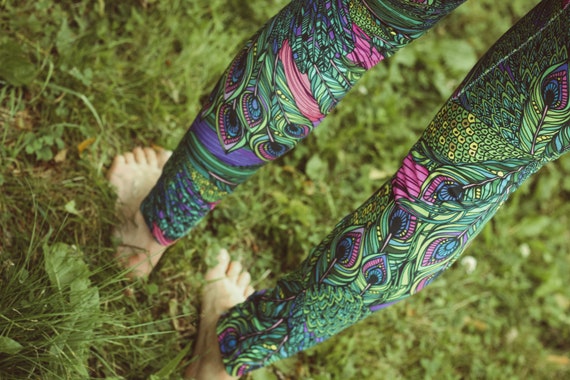 Peacock Leggings, Leggings, Yoga Pants, Yoga Clothes, Women's Pants, Active wear, Yoga Clothing, Leggings Woman, Yoga Leggings, Cotton Pants