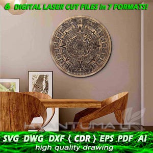 Mayan Calendar svg, Aztec calendar eps, DXF files for laser, CNC router and laser cutting  dwg, Laser cut dxf file, Cnc, ai, cdr, Vector pdf, wall decor mandala