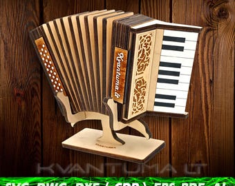 Laser Cut Accordion SVG Design - Wooden Accordion Sculpture Plans, svg, EPS, ai, dxf, pdf, cdr, DIY Craft, cnc Files, Digital download files