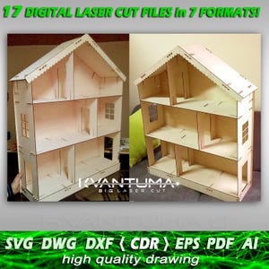 Dollhouse svg, Doll furniture cdr, DXF files for laser, CNC router and laser cutting eps, File laser dwg, Laser cut cnc, dxf file, ai, PDF design, Wooden Doll house Furniture Set Laser Cut doll house