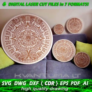 Mayan Calendar svg, Aztec calendar eps, DXF files for laser, CNC router and laser cutting  dwg, Laser cut dxf file, Cnc, ai, cdr, Vector pdf, wall decor mandala