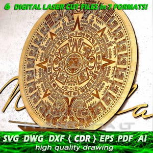 Mayan Calendar svg, Aztec calendar eps, DXF files for laser, CNC router and laser cutting  dwg, Laser cut dxf file, Cnc, ai, cdr, Vector pdf, wall decor mandala