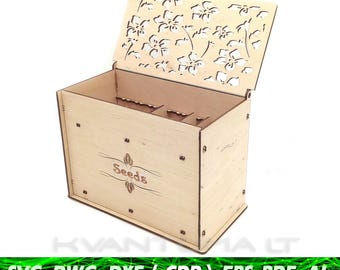 Seed Box SVG | Wooden Storage Box xdf | cnc Laser Cut Organizer CDR | Plywood Garden Box ai PDF | Vector File for Laser Cutting