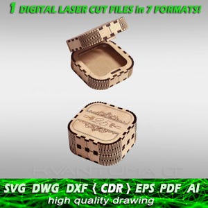 Ringdoos-SVG | Huwelijksgeschenkdoos DXF | Cdr lasergesneden sieradendoos | cnc houten kist Vector ai pdf | Kleine houten kist voor ringen en cadeaus
