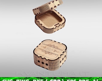 Caja para anillos SVG / Caja para regalo de boda DXF / Caja para joyería cortada a láser CDR / Caja de madera CNC Vector AI PDF / Caja pequeña de madera para anillos y regalos