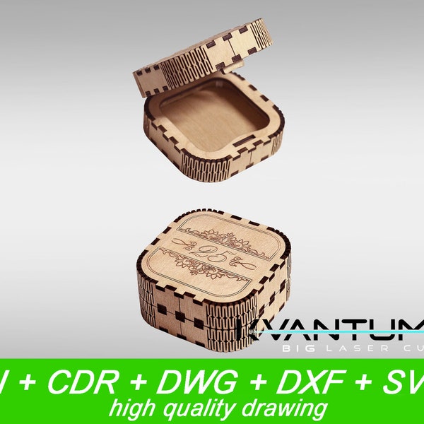 Ring box wedding, gift box, DXF files for laser, CNC router and laser cutting, file laser, cnc, dxf file, ai, cdr, dwg, svg, wood box