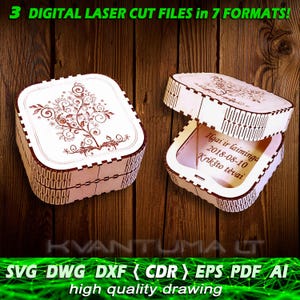 Ringdoos SVG, bruiloft sieradendoos ai, geschenkdoos cdr, ringdoosbestand CNC houten kist vector ai, pdf, dwg, eps, bestanden voor router en lasersnijden
