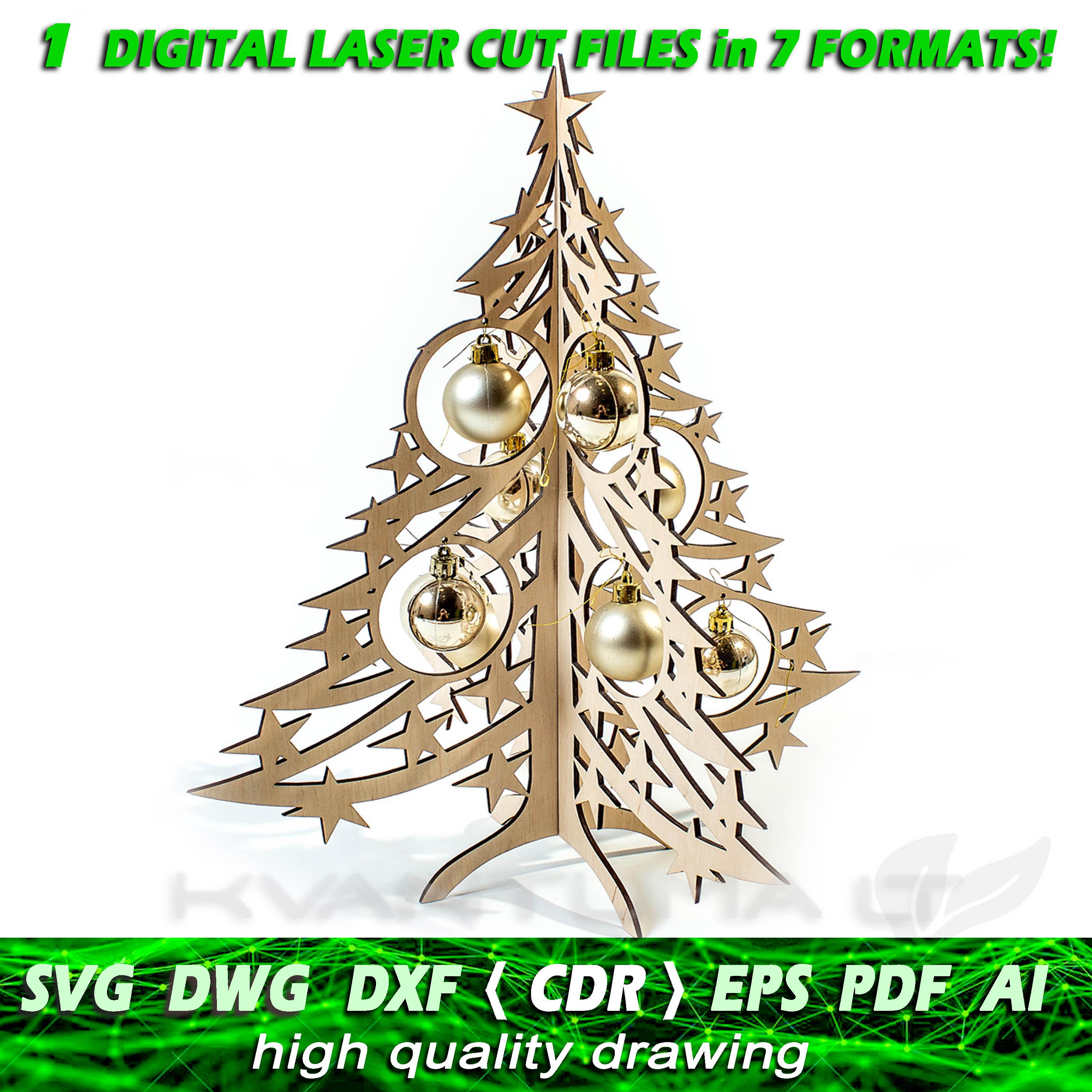 Tree Cd R Vector Files Wooden Christmas Tree Svg, Wooden Tree Cdr, DXF Files for Laser, CNC ...