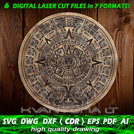 Mayan Calendar svg, Aztec calendar eps, DXF files for laser, CNC router and laser cutting  dwg, Laser cut dxf file, Cnc, ai, cdr, Vector pdf