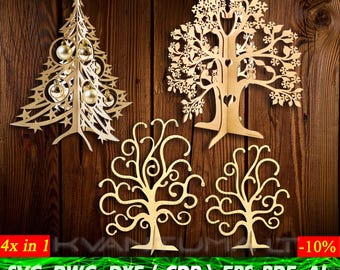 Tree of life svg, Wooden tree Dxf, Laser cutting cdr, Files for laser cut, Vector cnc ai, dwg, Christmas tree eps, pdf, Digital design eps