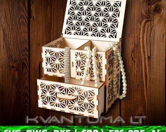 Сommode SVG, Jewellery box vector DXF, laser cut files CDR, Wooden box dxf, Jewelry storage dwg, Openwork box Design pdf, Interior detail ai