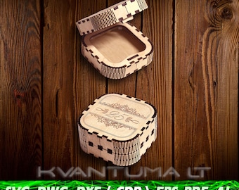 Ring box wedding vector file svg, Gift box eps, DXF files for laser cutting, cnc, ai, dwg, Wood box laser cut pdf, Jewelry small box cdr