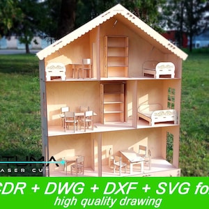 Dollhouse, doll furniture, DXF files for laser, CNC router and laser cutting, file laser, laser cut, cnc, dxf file, ai, cdr, dwg, svg