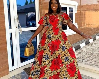 one shoulder ankara dress
