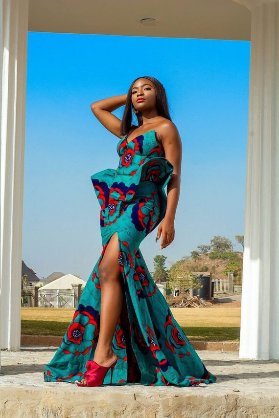African Print for Women ankara Long Gown ankara Dress Handmade Dress Long Dress african Women s Dress Prom Dress front Slit Dress Party Etsy