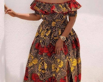 Maxi African dress , Ankara dress, women's dress, handmade gown, women's dress,off shoulder dress,wedding dress,African print dress,dress