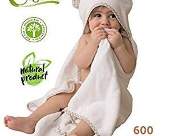 Organic Naturally Coloured PURE double-layer Baby Hooded Towel Ivory Brazil