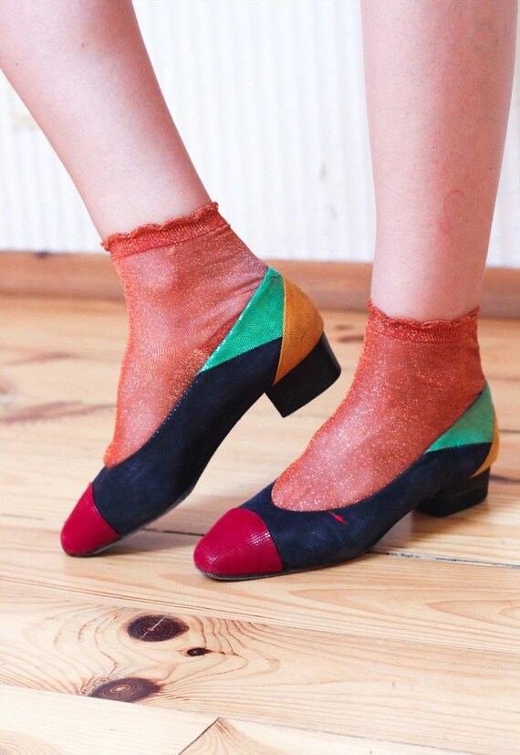 bright coloured block heels