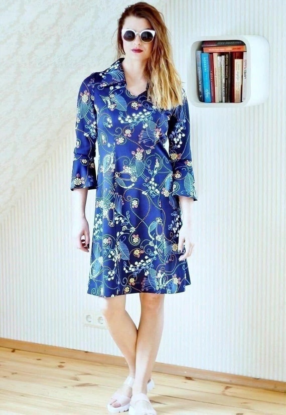 bright blue floral dress