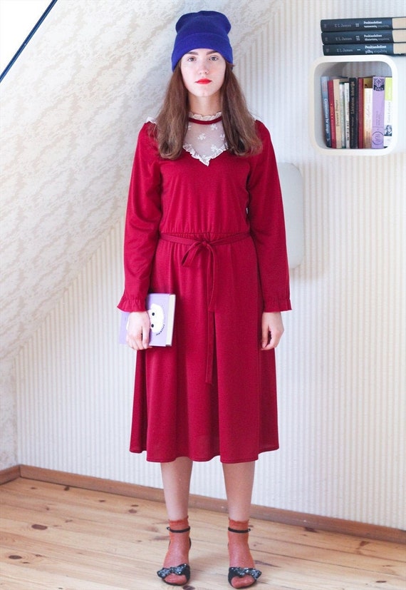cherry red long dress