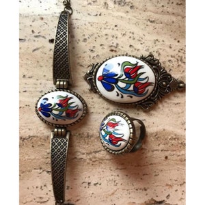 Floral Bracelets, Theme Jewelry Set, Bracelets for Women, Ceramic Jewelry Set, Flower Print Bracelets, Birthday Gifts, Unique Bracelets