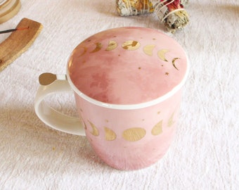 Tasse à thé Phases de Lune avec filtre - Rose